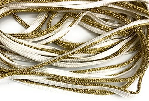 1/16 '' Метални златни кабелски цевки за цевки -5 јарди, злато на бела усна -лим за перници за облека, ламби, драперии 5 јарди