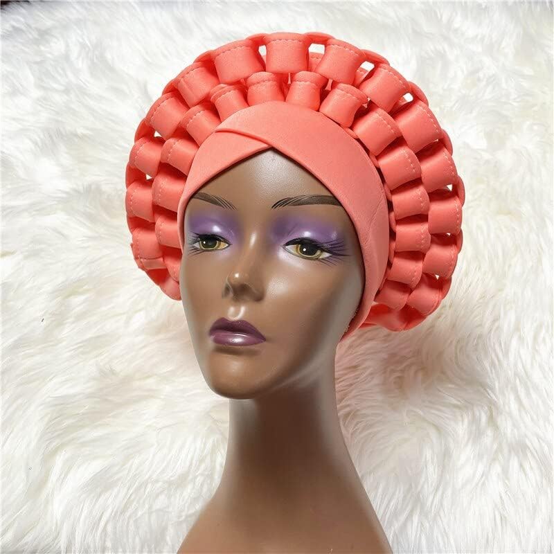 Msbric Design Auto Gele Headtie Turban African Women Big Cap For WomenaFrican капи Нигериски турбан геле авто геле боја 4502