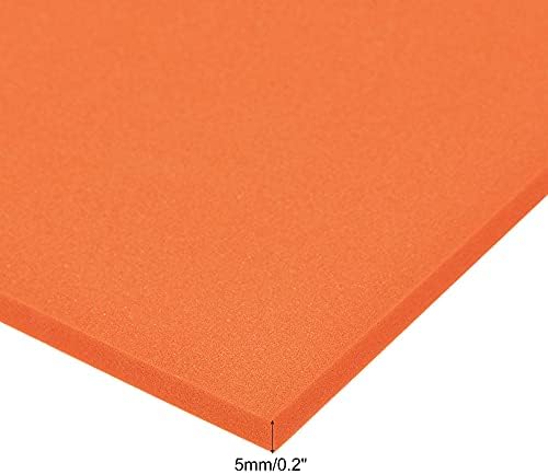 UXCELL портокалова ева листови од пена 10 x 10 инчи 5мм дебелина за занаети DIY проекти, 4 компјутери