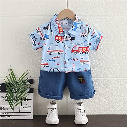 Патпат дете момче облека облекува дете бебе момче кратко ракав копче надолу кошула и шорцеви
