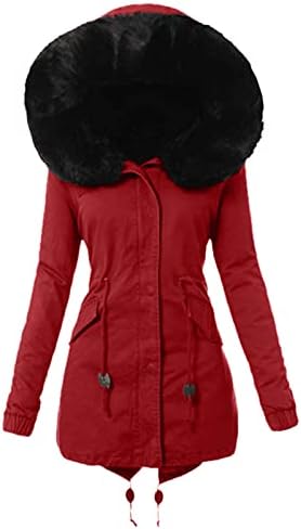 Qxdldht дами поставени палто женски зимски топло густо јакна со аспиратор со камперија Шерпа пуловер дуксери за џемпери меки
