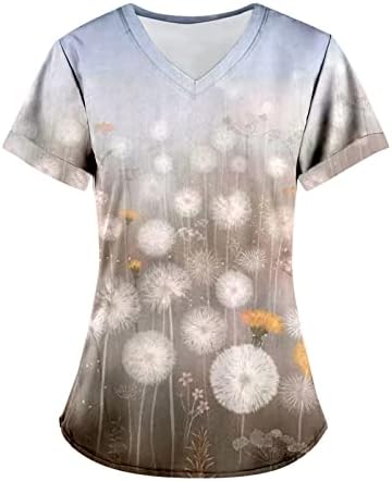 Цветни цветници од глуварче, печатени маици обични v вратот кратки ракави туники лесни девојки блузи