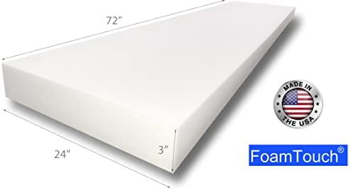 Fonamtouch 3 x24 x72 полиуретанска пена со висока густина, 3 x24 x72 инчи, бело