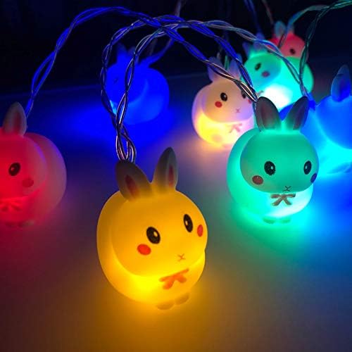 Јасни стаклени новогодишни елки кои осветлуваат LED Bunny Battery Power-напојување 20 жици светла Велигден за декоративни 10 Feet Home