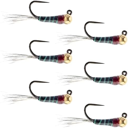 Местото за риболов на мува, тонфрам мушка, црна пердигон тактичка свирка Чешка еуро нимфа шпанска нимфинг мува - 6 муви со големина