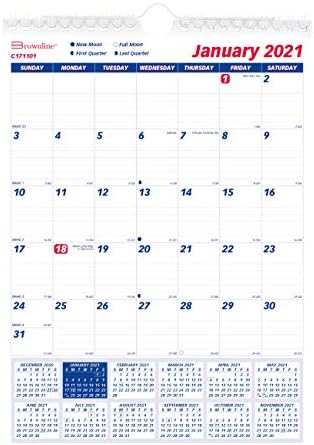 Месечен wallиден календар на brownline 2021, 8 x 11 инчи