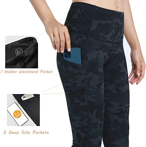 Giомски женски високи половини јога панталони со џебови, надградба на зимско руно наредено 4 пат истегнување на стомакот Контрола на вежбање јога