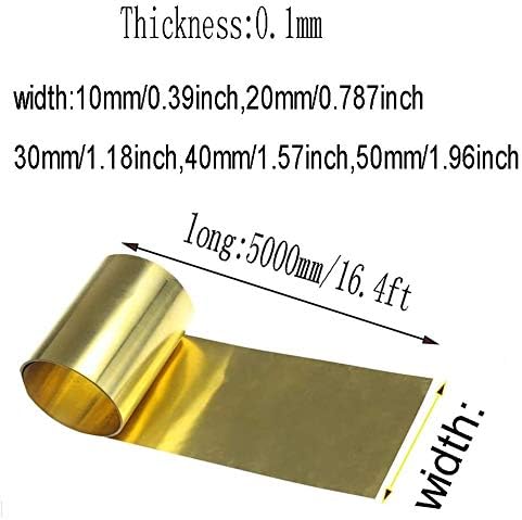 Месинг плоча од месинг H62 метална метална плоча со тенки фолија за шипки Домашни материјали Дебелина 0,1мм, долга метална фолија од 5000мм