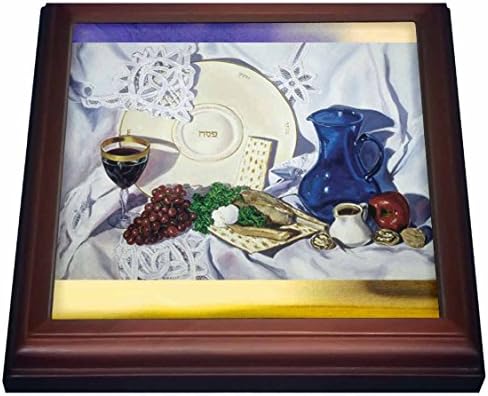 3drose Passov Seder Trivet со керамичка плочка, 8 на 8 , кафеава