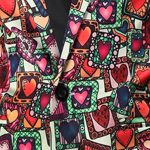 Блејзер на Денот на в Valentубените на Акимпе за мажи, loveубов со срцева печатење јакна со едно копче лаптол јака деловна забава за