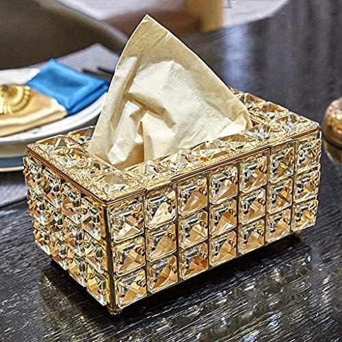 Држачи на ткиво на Yiwango правоаголни држач за кутии за златно кристално ткиво, лесен луксузен стил на кутија за ткиво, за домашна соба