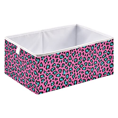Розови леопард печатење текстура коцка за складирање на коцки за складирање водоотпорна корпа за играчки за канти за организатори за коцка