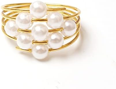 Uhуху 12 парчиња пролетни салфетки прстени бисерни салфетки на салфетки прстени за трпезариска маса украси