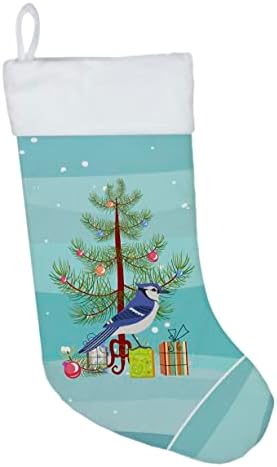 Богатства на Каролина CK4490CS Jay Bird Merry Christmas Christmas Christmas Stocking, камин што виси чорапи Божиќна сезона Декора за украси на