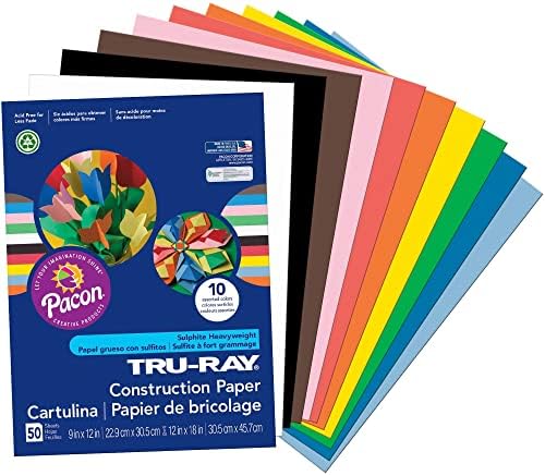 Тру-зрачна градежна хартија, 50% рециклирани, разновидни бои, 9 x 12, пакет од 50