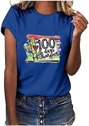 Маици Со Кратки Ракави Женски Смешни Букви Печатење Тинејџерски Девојки Излегување Блузи Лабава Секојдневна Облечена Блуза Туники За