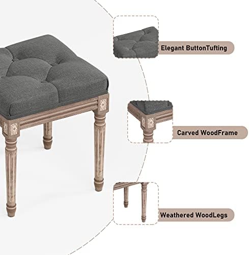 Јасунг суета столче тапацирана клупа седиште за просторија за шминка, гроздобер мала клупа за трпезариска клупа со затегната ткаенина за