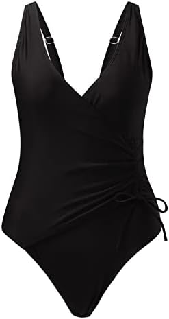 Дуоуи црно бикини Топ костум со висока боја на половината во боја, завиткана цврста капе облека за капење, летна контрола секси топла транспарентна