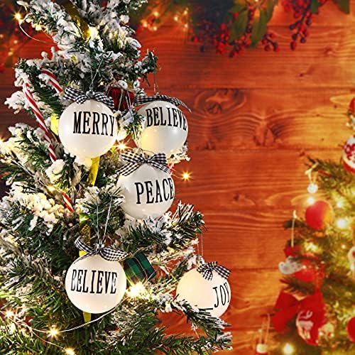 Либима 12 парчиња Божиќна топка Бафало карирана лак украси што висат елка