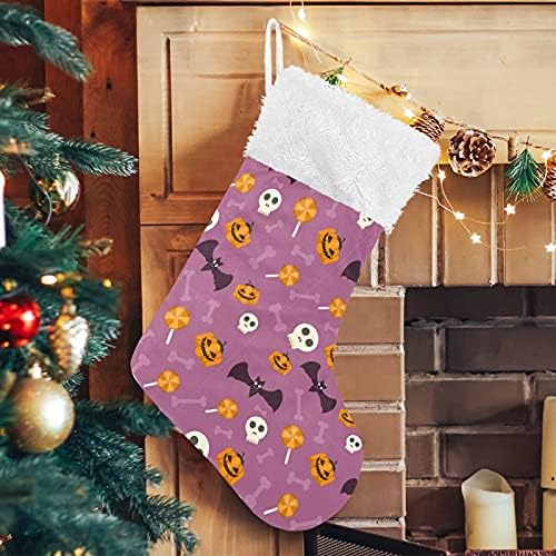 Дух череп Среќна Ноќта на вештерките лилјаци тикви бонбони Божиќни чорапи големи Божиќни чорапи за елка камин wallид што виси чорапи чорапи
