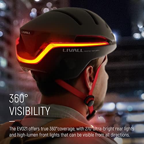 Ливал ЕВО21 Паметен Велосипедски Шлем СОС Алармирање Bluetooth Шлем Нудат Предупредување Од 360°Светло За Предупредување За Сопирачките И Трепкачите,