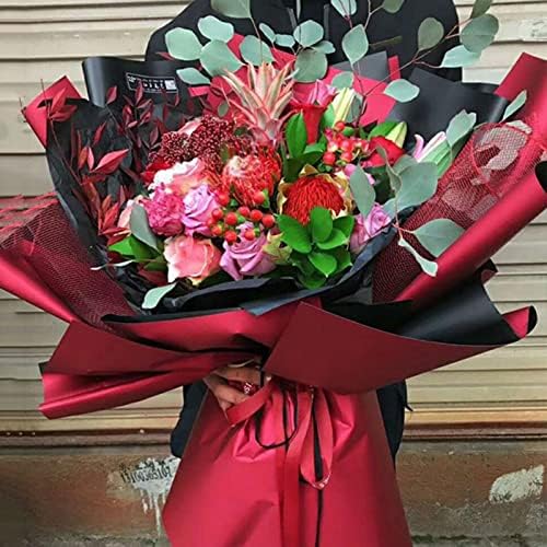 Zjhyxyh 20 парчиња/пар квадратни цвеќиња за завиткување букет цветни подароци за пакување занает занает водоотпорен
