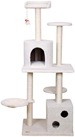 МОЛО КАТ Дрвја мачка дрво, кадифен природен сисал мачка дрва кула мачка искачување рамка за абење отпорни на гребење издржливи кревети за