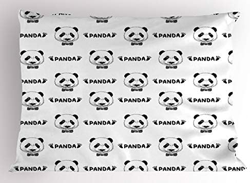Амбесон Панда перница срам, панда за глава на лице и мала илустрација на силуета за стапало, декоративна стандардна големина