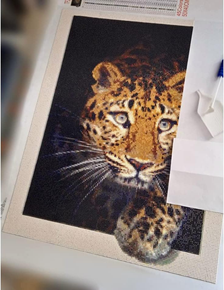 Дијамантски вез тигар мачка леопард слика ригинестонс мозаик дијамантски сликарство животни целосен квадратен декор за вежбање 1640 целосен квадрат