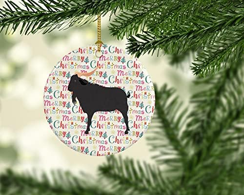 Богатства на Каролина WDK2727CO1 Верата коза Божиќен керамички украс, украси за новогодишни елки, висечки украс за Божиќ, празник, забава,