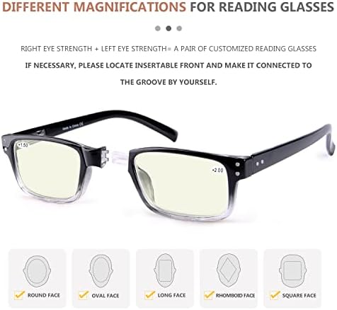 Црно чисто-лево око +0,50 компјутерски сини светло блокирање очила за читање со различна јачина за секое око