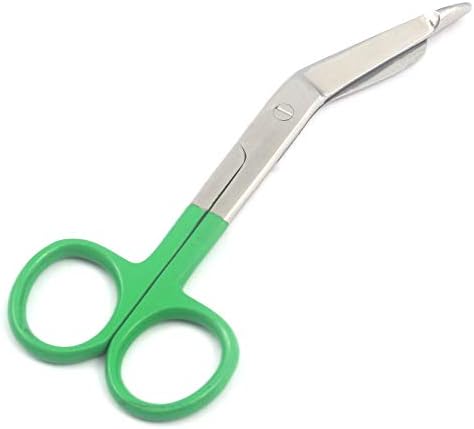 ОДОНТОМЕД2011® Слични ножици за завој - рачки со обложена боја на зелена боја, 5,5 “