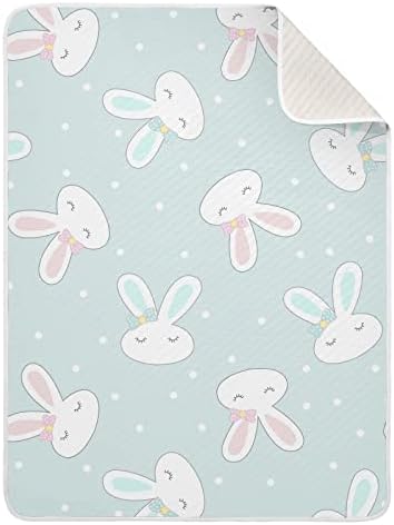 Swaddle Clature Cute Rabbit памучно ќебе за новороденчиња, примање ќебе, лесен меко залепено ќебе за креветчето, шетач, ќебиња за расадници,