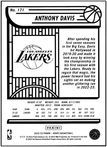 Ентони Дејвис 2022-23 Панини НБА обрачи 171 nm+ -mt+ НБА кошарка Лејкерс
