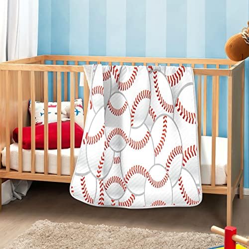 Чувајте бејзбол бејзбол бебешки ќебиња за девојчиња момчиња бебе дете, меко бебе ватенка кадифен креветче ќебе но новородено ќебе раса