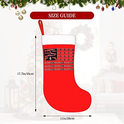 QG ZZX Големо американско знаме со пиштоли Божиќно порибување Божиќни чорапи камин што виси чорап 18 инчи за одмор