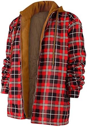 YmoSRH јакни за мажи ватирано со поставено копче надолу карирана кошула Додадете кадифе за да ја задржите топлата јакна со зимски јакни со