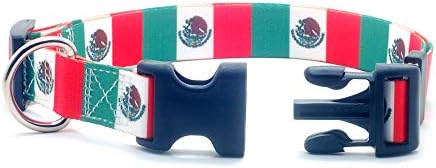 Јака за кучиња и поставено поводник со знамето на Мексико | Одлично за мексикански празници, специјални настани, фестивали, денови