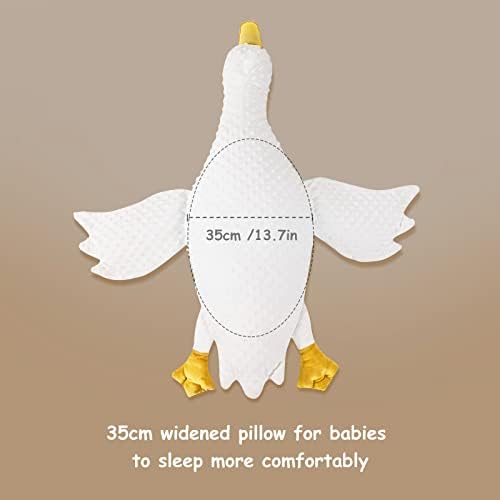 Katieyca симпатична бела голема гуска перница перница бебе полнета животинска перница бебе смирувачка перница за новороденчиња,