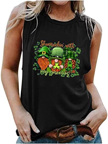 2023 Women'sенски Свети Патрик маица без ракави резервоари со врвни кошули на вратот Ирска маица Шамрок маица летни култури за култури на врвови