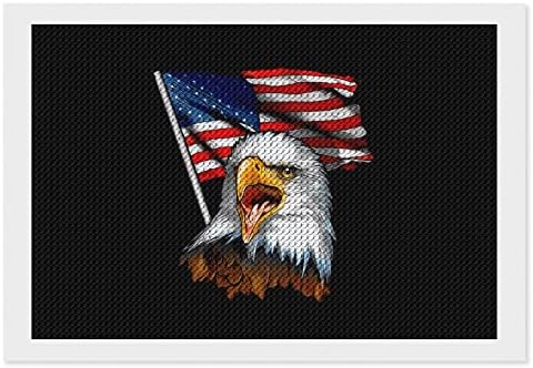 Гроздобер американско знаме ќелав орел дијамантски комплети за сликање 5d DIY целосна вежба Rhinestone Arts Wallид декор за возрасни 8