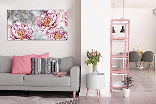 Kepgonegu Големо цвеќе платно wallидна уметност за дневна соба спална соба розова цветна слика модерна wallидна декор со големина