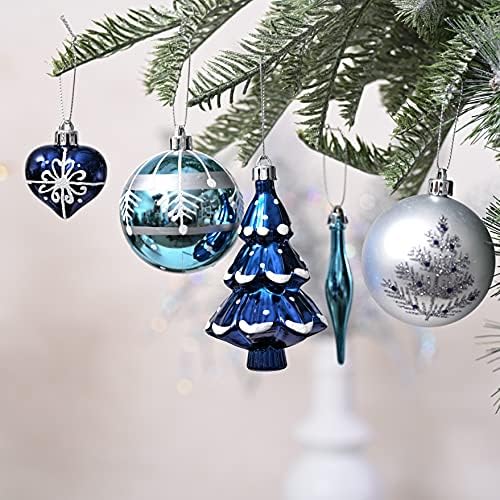Декорирање на божиќни украси за божиќни топка, 70ct зимски желби сребро сино распрскувано украси за новогодишни украси за елки за