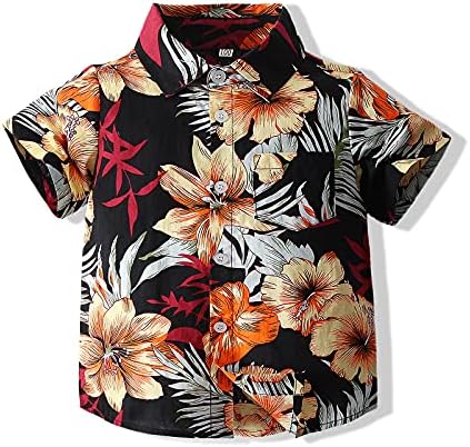 Дете за бебиња за бебиња ги поставува хавајските облеки, кошула за кратки ракави за новороденчиња од кратки ракави+костуми за шорцеви
