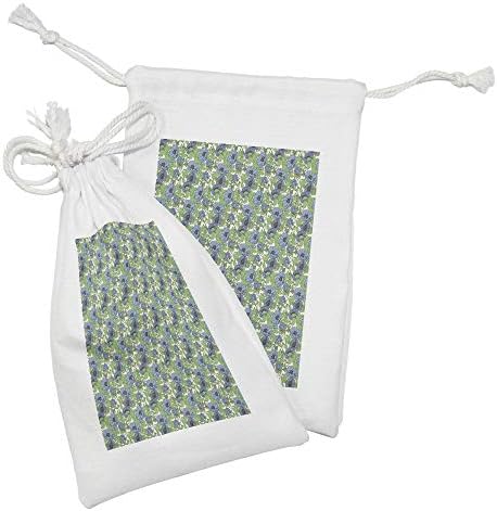 Амбесон Флорална Ткаенина Торбичка Сет од 2, Рачно Нацртани Задебелени Цвеќиња И Лисја Аранжман, Мала Торба За Влечење За Тоалети