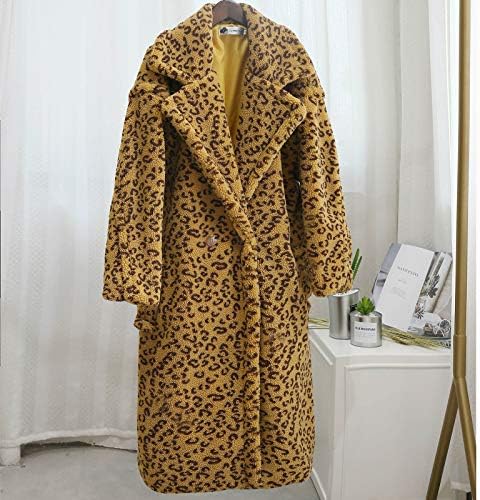 Грозница од леопард за жени лабава облека со долги ракави дебели крпеница работа елегантна лапел кул празник
