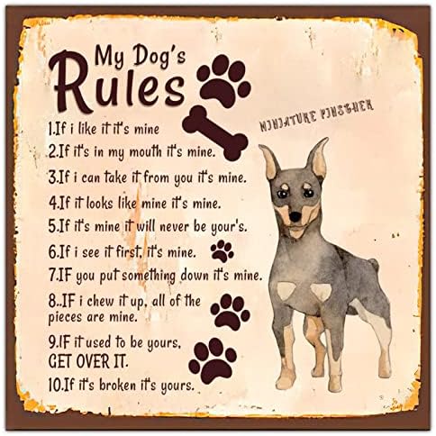 Алиојоит Смешно Метално Куче Потпишете Ги Правилата На Моето Куче Новина Отпечатоци Од Шепи За Кучиња Знак Метален Постер Ретро Домашно