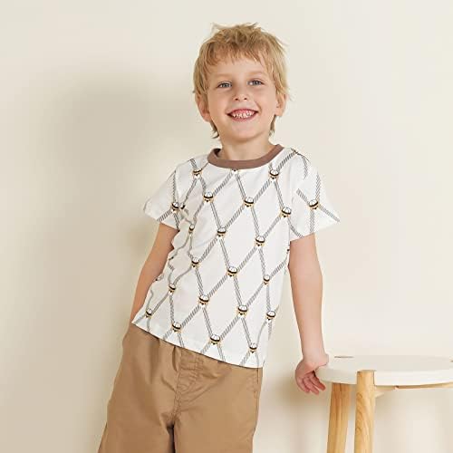 Детето бебе момче маички памучни маици графички бебе кратки ракави екипаж маички меки деца летни врвови
