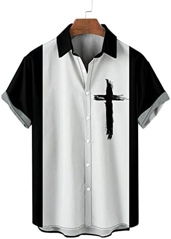 Печатени кошули со кратки ракави со кратки кошули со кратки ромперки со кратки ракави на плажа