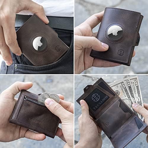 Кожни паричници на Трусадор Верона за мажи и жени трифолк тенок преден џеб РФИД паричник